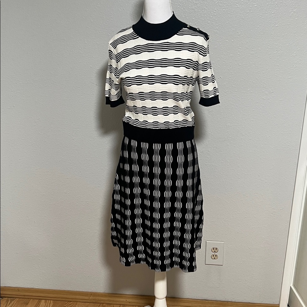Boss Black and White Patterned Dress